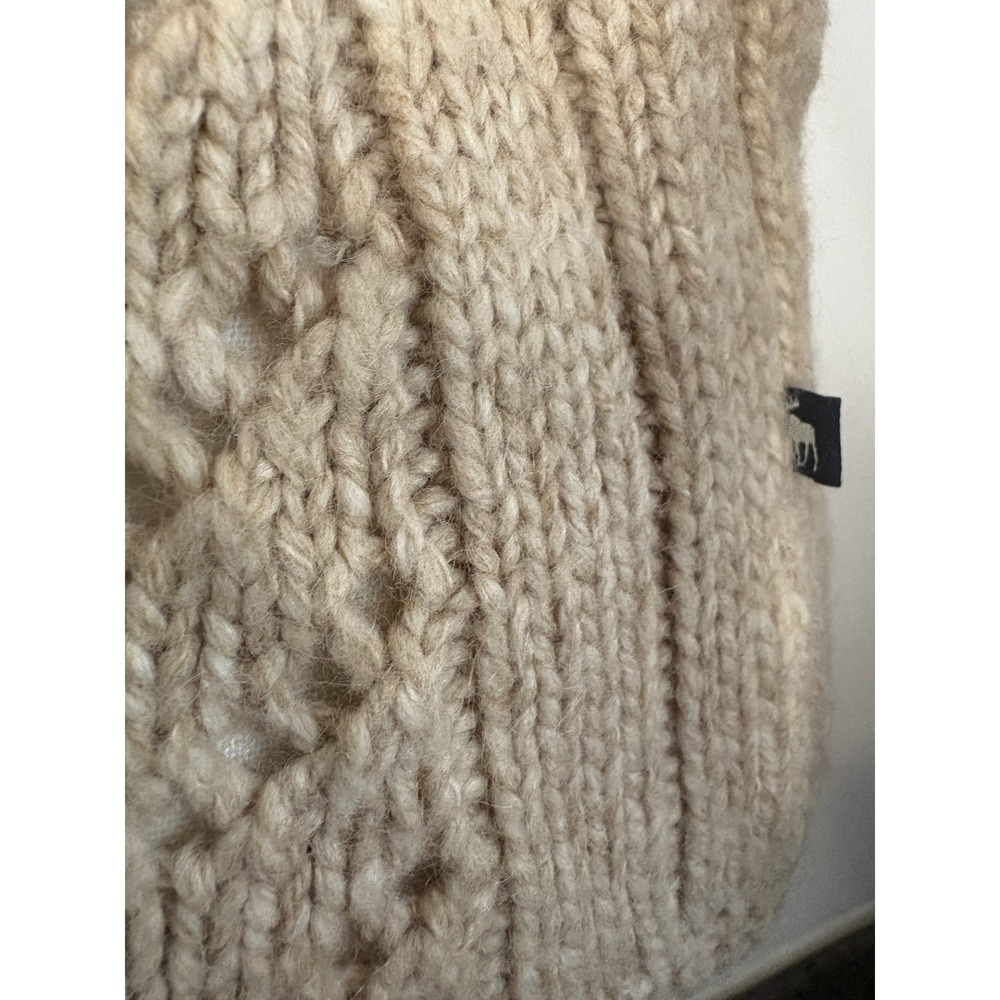 Y2K Abercrombie Fitch Cardigan Women Large Lambswool Shacket Sweater Cable Knit - Picture 3 of 12